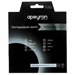 Изображение товара Лента светодиодная SMD 2835 Apeyron RAY PRO (000305) 6000К 38 Вт 24 В IP20 5 м