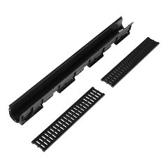 Лоток водоотводный пластиковый 1000х90х90 мм Standartpark Spark 1 с пластиковой решеткой класс А15 (088081-М) - фото 2