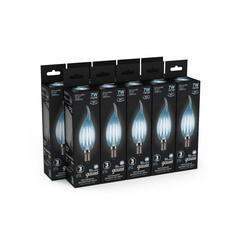 Лампа светодиодная филаментная Gauss E14 4100К 7 Вт 580 Лм 175-240 В свеча на ветру прозрачная - фото 7