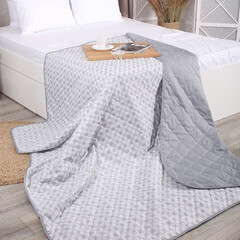Покрывало 200х220 см Melissa Витраж двустороннее стеганое серое (509172/3) - фото 2