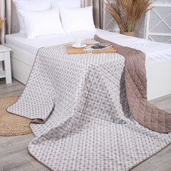 Покрывало 200х220 см Melissa Витраж двустороннее стеганое коричневое (509172/4) - фото 4