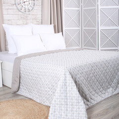 Покрывало 200х220 см Melissa Витраж двустороннее стеганое серо-бежевое (509172/5) - фото 4