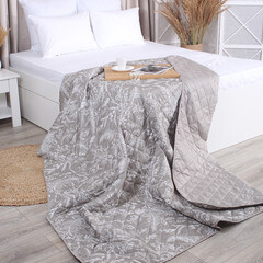 Покрывало 200х220 см Melissa Ботаник двустороннее стеганое серо-бежевое (509171/5) - фото 2