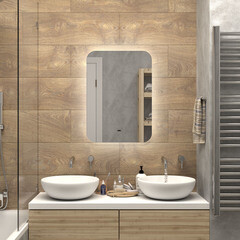 Зеркало с подсветкой прямоугольное 60х80 см бесконтактный сенсор Continent Braga (ЗЛП2386) - фото 5