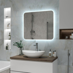 Зеркало с подсветкой квадратное 60х60 см бесконтактный сенсор Continent Braga (ЗЛП2385) - фото 4