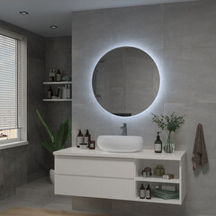 Зеркало с подсветкой круглое 80 см бесконтактный сенсор Continent Circulo (ЗЛП2390) - фото 5