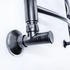 Вентиль с круглой ручкой для полотенцесушителя ЛД 1/2х3/4 черный матовый (2 шт.) - фото 3