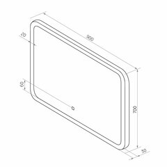 Зеркало с подсветкой прямоугольное 90х70 см с сенсорным включением Continent Valongo (ЗЛП2394) - фото 3