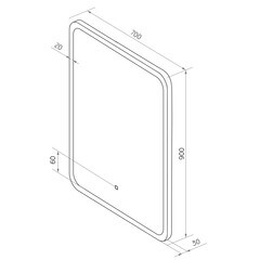 Зеркало с подсветкой прямоугольное 70х90 см с сенсорным включением Continent Horta (ЗЛП2400) - фото 3