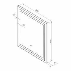Зеркало с подсветкой квадратное 60х60 см с сенсорным включением Continent Valenca (ЗЛП2401) - фото 3