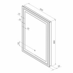 Зеркало с подсветкой прямоугольное 60х80 см с сенсорным включением Continent Evora (ЗЛП2406) - фото 4