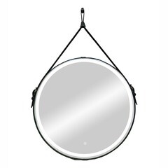 Зеркало с подсветкой круглое 65 см на ремне черном с сенсорным включением Continent Amarante (ЗЛП2409) - фото 1