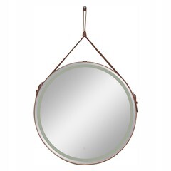 Зеркало с подсветкой круглое 65 см на ремне коричневом с сенсорным включением Continent Amarante (ЗЛП2412) - фото 7