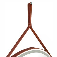 Зеркало с подсветкой круглое 65 см на ремне коричневом с сенсорным включением Continent Amarante (ЗЛП2412) - фото 2