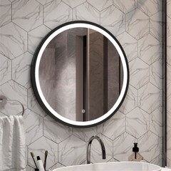 Зеркало с подсветкой круглое 60 см в раме черной с сенсорным включением Continent Tomar (ЗЛП2414) - фото 4
