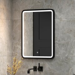 Зеркало с подсветкой прямоугольное 60х80 см в раме черной с сенсорным включением Continent Porto (ЗЛП2416) - фото 3