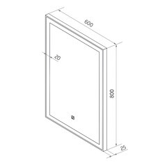 Зеркало с подсветкой прямоугольное 60х80 см в раме черной с сенсорным включением Continent Viseu (ЗЛП2418) - фото 2