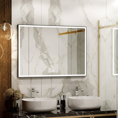 Зеркало с подсветкой прямоугольное 90х70 см в раме черной с сенсорным включением Continent Viseu (ЗЛП2420) - фото 3