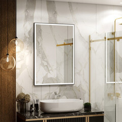 Зеркало с подсветкой прямоугольное 60х100 см в раме черной с сенсорным включением Continent Viseu (ЗЛП2421) - фото 2