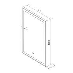 Зеркало с подсветкой прямоугольное 60х100 см в раме черной с сенсорным включением Continent Viseu (ЗЛП2421) - фото 4