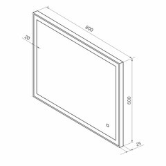 Зеркало с подсветкой прямоугольное 80х60 см с сенсорным включением Continent Faro (ЗЛП2422) - фото 4