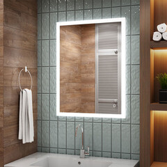 Зеркало с подсветкой прямоугольное 40х70 см бесконтактный сенсор Continent Lisboa (ЗЛП2427) - фото 6