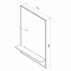 Зеркало с полкой прямоугольное 50х69 см Continent Corvo (В241) - фото 3