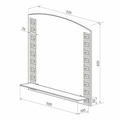 Зеркало с полкой прямоугольное 53,5х62 см Continent Belleza (В245) - фото 4
