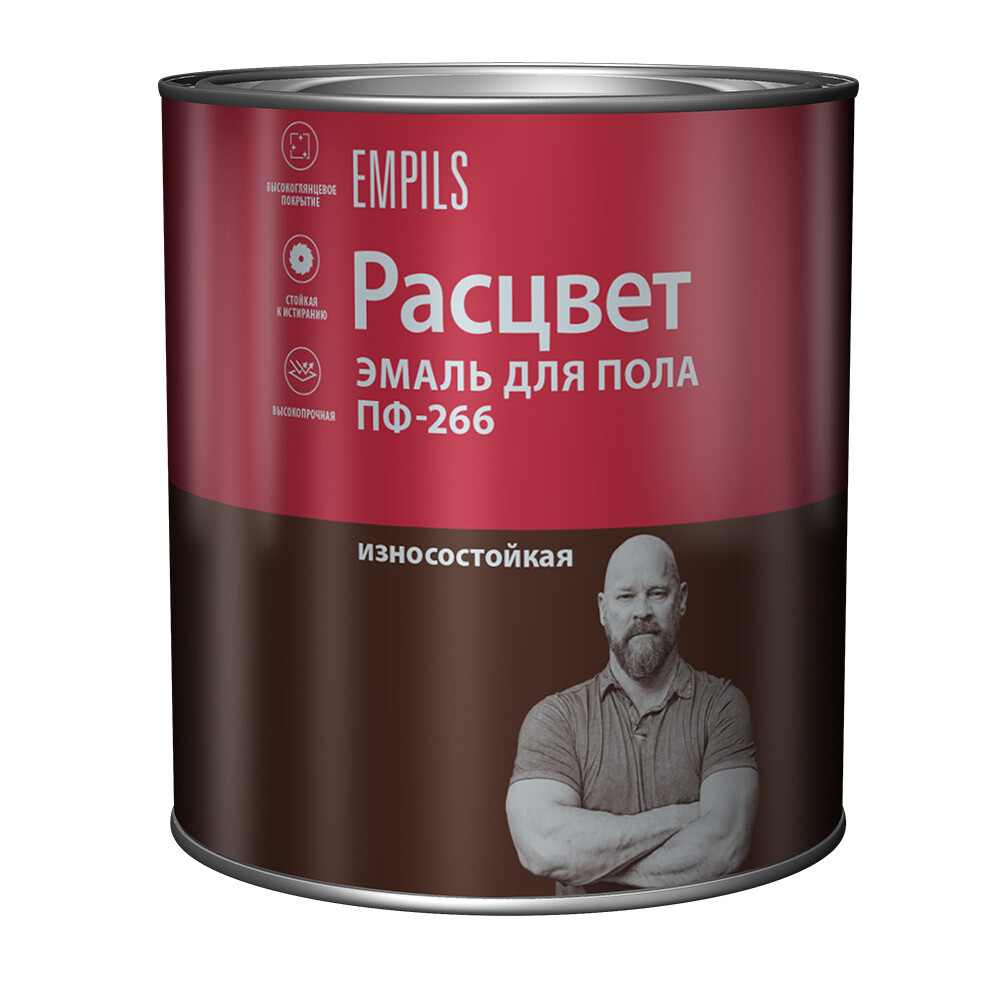 Изображение товара Эмаль Расцвет ПФ-266 для деревянных полов, глянцевая, 2.7 кг, красно-коричневая