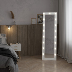 Зеркало напольное с подсветкой Ferreira 520х1750 мм гримерное белое - фото 1