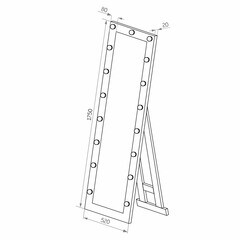 Зеркало напольное с подсветкой Ferreira 520х1750 мм гримерное белое - фото 5