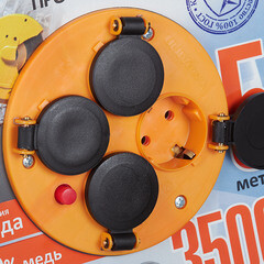 Удлинитель UNIVersal с заземлением 50 м на катушке 3,5 кВт 4 розетки ПВС 3х2,5 кв.мм IP44 - фото 2