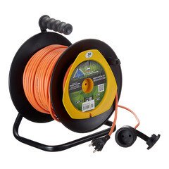 Изображение товара Удлинитель Партнер Электро без заземления 30 м на катушке 1,3 кВт 1 розетка ПВС 2х0,75 кв.мм IP44