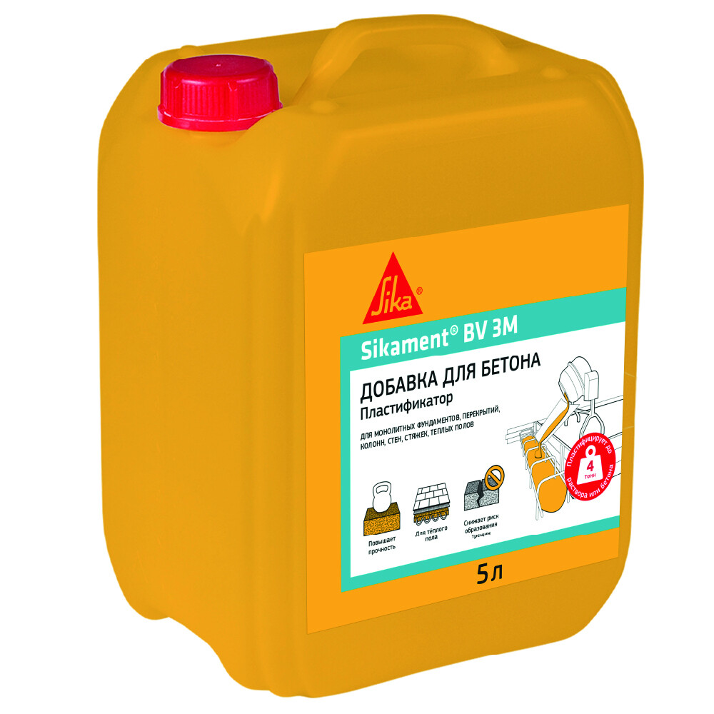 Изображение товара Пластификатор для бетонов и растворов Sika Sikament BV 3M 5 л для прочности и теплоизоляции пола