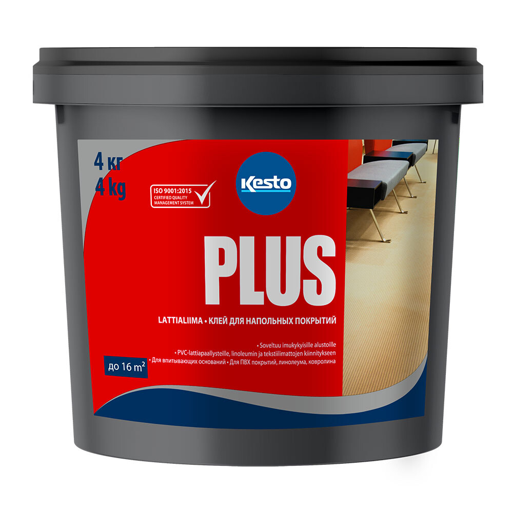 Изображение товара Клей акриловый для гибких напольных покрытий Kesto Plus 4 кг Изображение товара Клей акриловый для гибких напольных покрытий Kesto Plus 4 кг