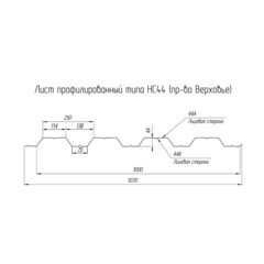 Профнастил НС44 1,07х3 м 0,7 мм оцинкованный - фото 3