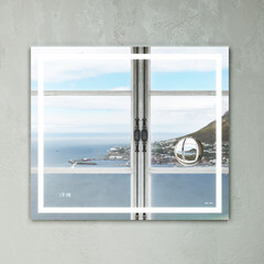 Зеркало с подсветкой прямоугольное 80х70 см с часами с увеличительным зеркалом AM.PM Gem (M91AMOX0803WG) - фото 2