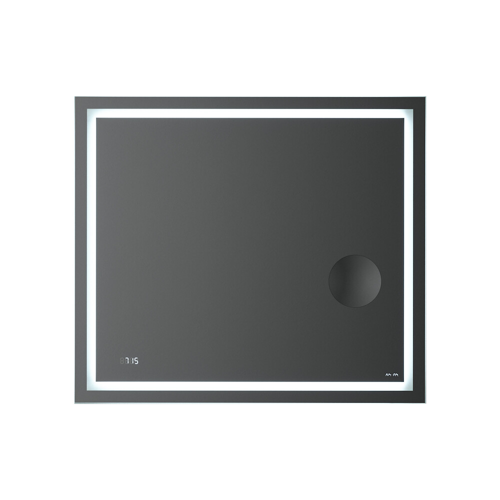 Зеркало с подсветкой прямоугольное 80х70 см с часами с увеличительным зеркалом AM.PM Gem (M91AMOX0803WG)