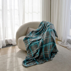 Плед 140х200 см Belezza Scotland флис голубой - фото 2