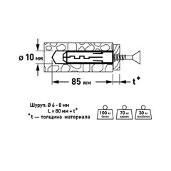 Дюбель распорный Hard-Fix 10x80 мм нейлон (70 шт.) - фото 3