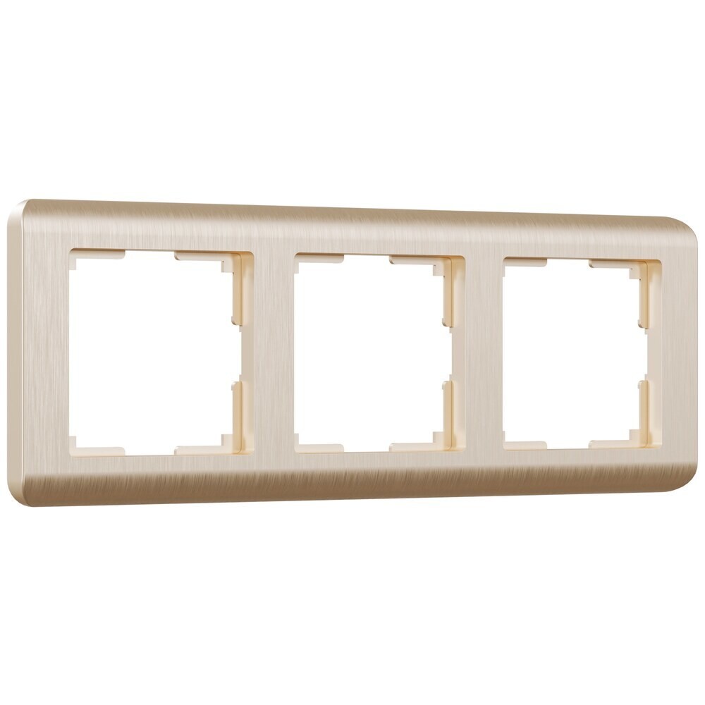 Изображение товара Рамка для электропроводки Werkel Stream 3 гнезда шампань