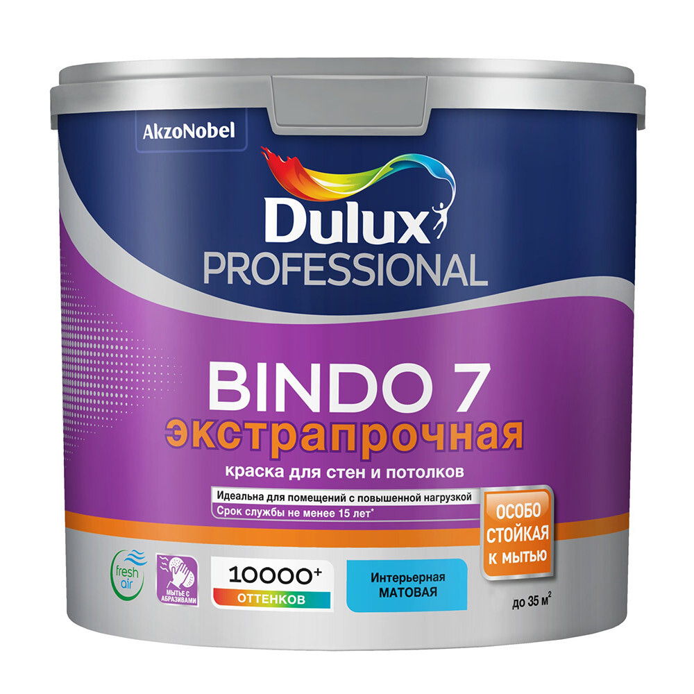 Изображение товара Краска моющаяся Dulux/Luxium Bindo 7, 2,25 л, экстрапрочная, бесцветная
