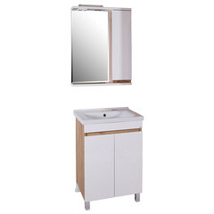 Зеркальный шкаф АСБ-Мебель Марко 60х76х15 см с подсветкой белый/дуб золотой - фото 2