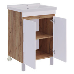 Тумба под раковину АСБ-Мебель Марко 60 см напольная белая/дуб золотой (10740) - фото 2