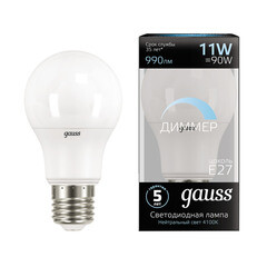 Лампа светодиодная Gauss E27 4100К 11 Вт 990 Лм 175-240 В груша тонированная диммируемая - фото 2
