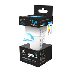 Лампа светодиодная Gauss E27 6500К 11 Вт 990 Лм 175-240 В груша тонированная диммируемая - фото 4