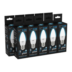 Лампа светодиодная Gauss E27 6500К 6,5 Вт 550 Лм 175-240 В свеча тонированная - фото 2