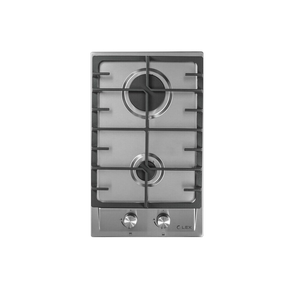 Изображение товара Варочная панель Lex GVS 321 INOX — 2 конфорки, газ-контроль, нержавеющая сталь