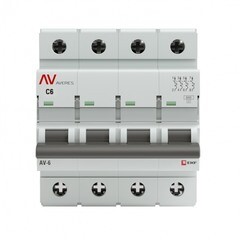 Автоматический выключатель модульный EKF Averes AV-6 4Р 6А тип C 6 кА 400 В (mcb6-4-06C-av) - фото 1
