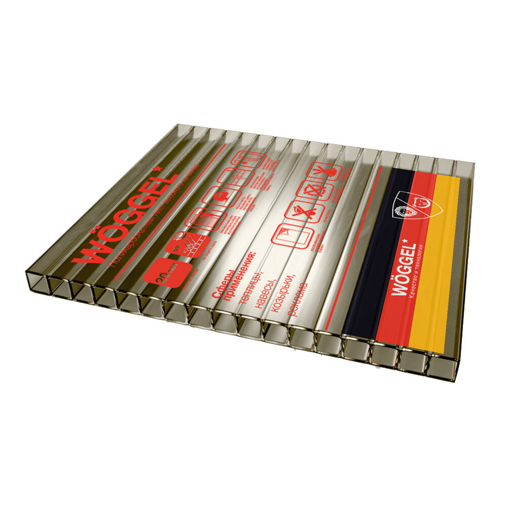 Поликарбонат сотовый Woggel 4 мм 2,1х6 м серая бронза